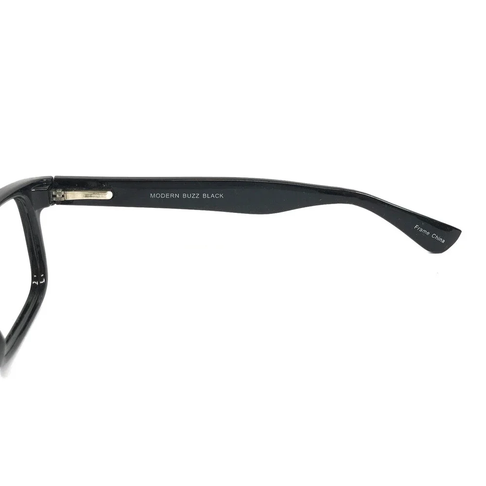 Modern Eyeglasses Frames BUZZ BLACK Polished Rectangle Full Rim 54-16-145